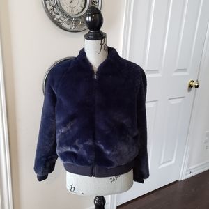 Blue NWOT Banana Republic small fur like bomber